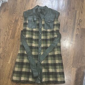 Gracia Plaid Sleeveless dress with Leather Accents medium